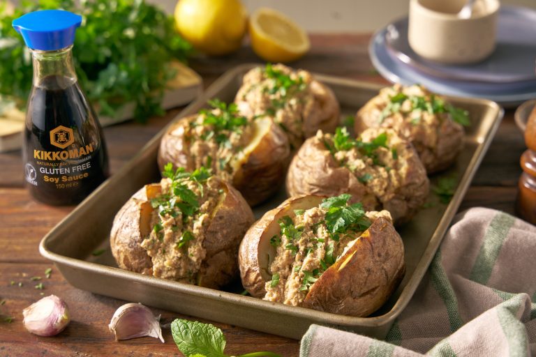 Baked Potato with Herb Tofu Spread baked potato with herb tofu spread sideshot dispencer