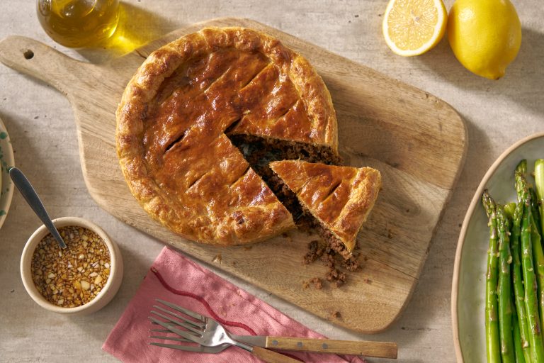 Empanada-Style Puff Pastry Pie empanada style puff pastry pie topshot
