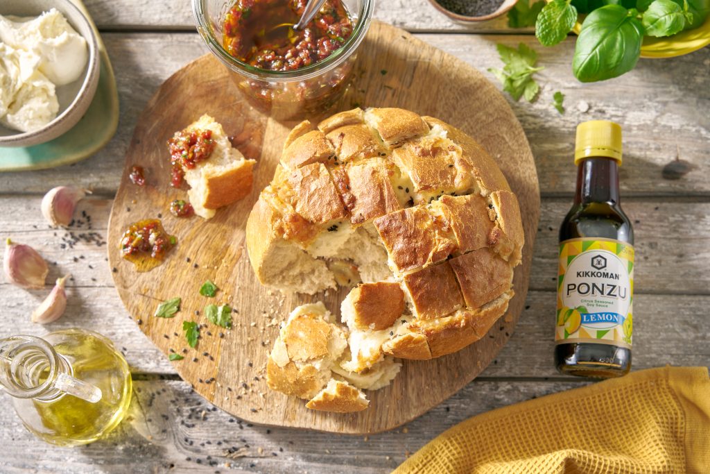Pull-Apart Bread with Dipping Sauce pull apart bread with dipping sauce topshot ponzu