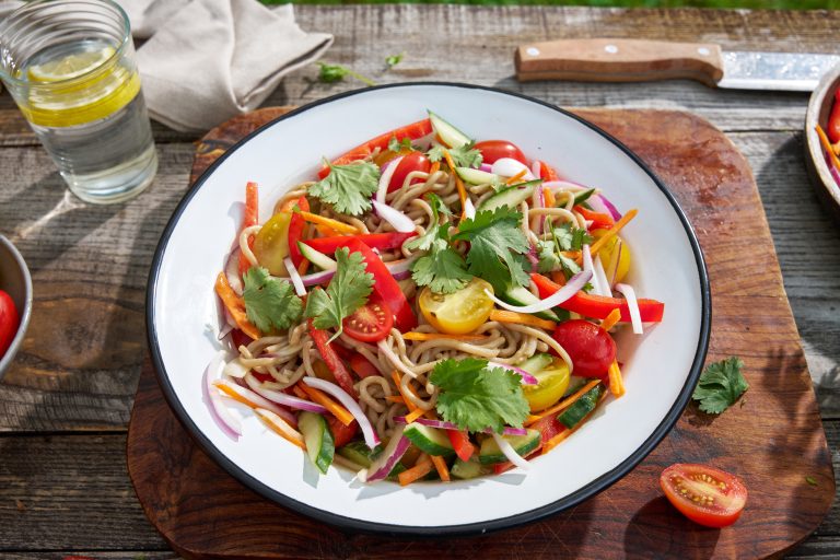 Soba noodle salad with tahini dressing soba noodle salad with vegatables final sideshot