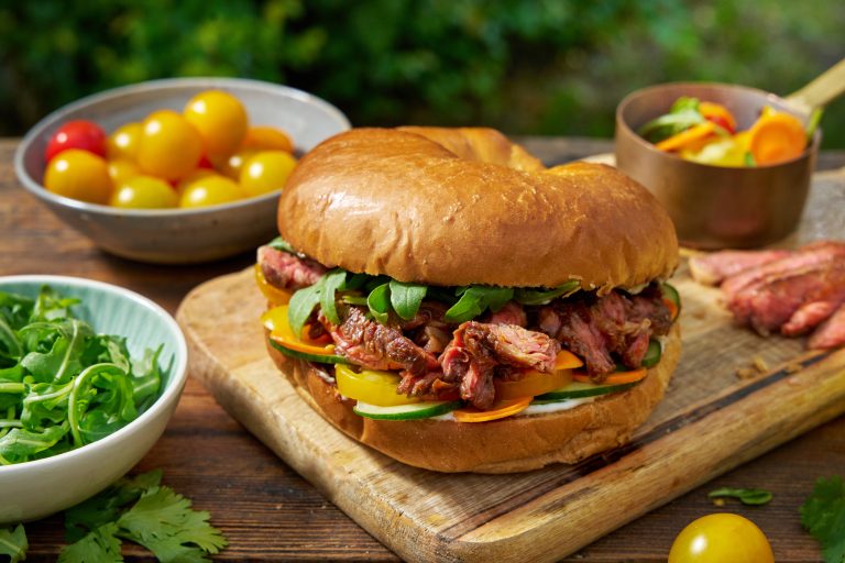 Spicy beef sandwich with crunchy pickles spicy beef sandwich final sideshot